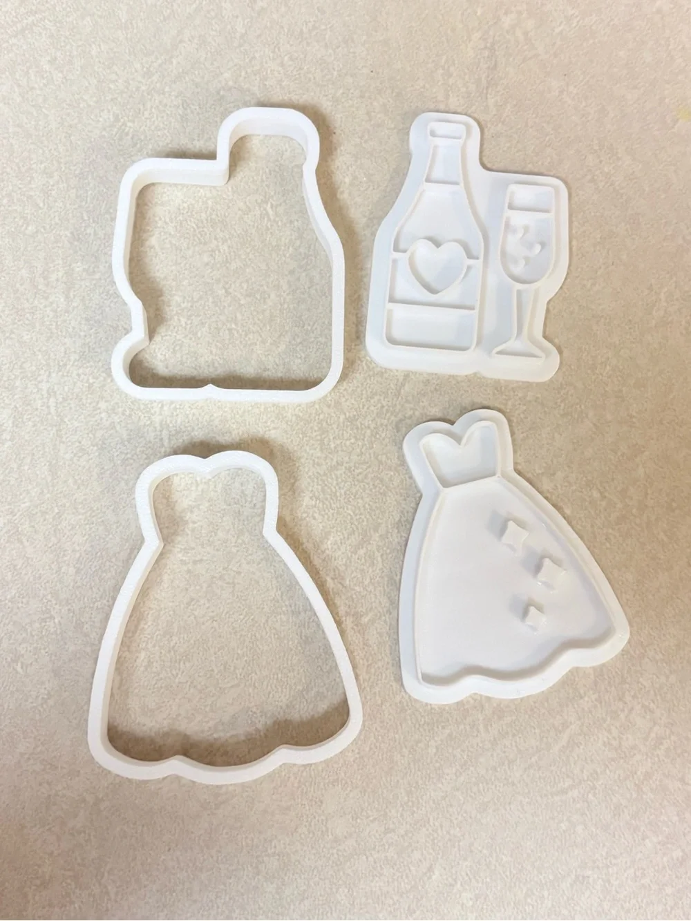 White Wedding Dress & Champagne Cookie Cutter Set - Home Party Supplies